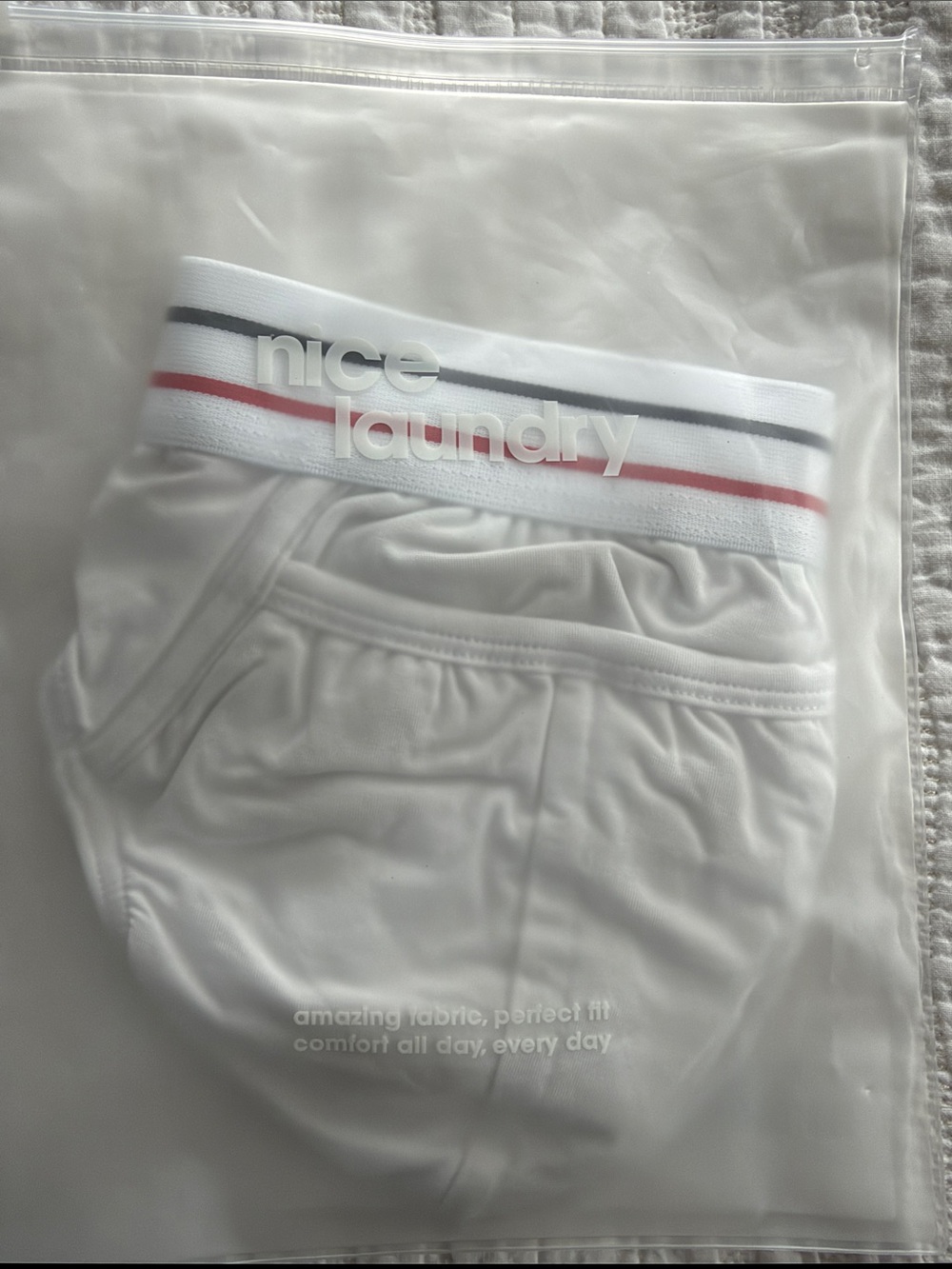 Nice Laundry Men's White Briefs with Striped Waistband